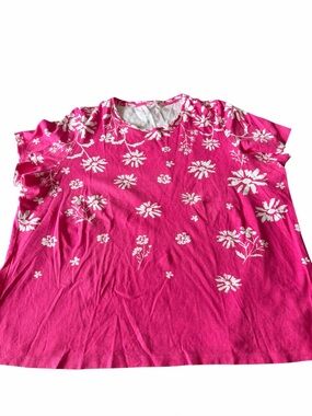 Kim Rogers Bright Pink Floral Short Sleeve Tee